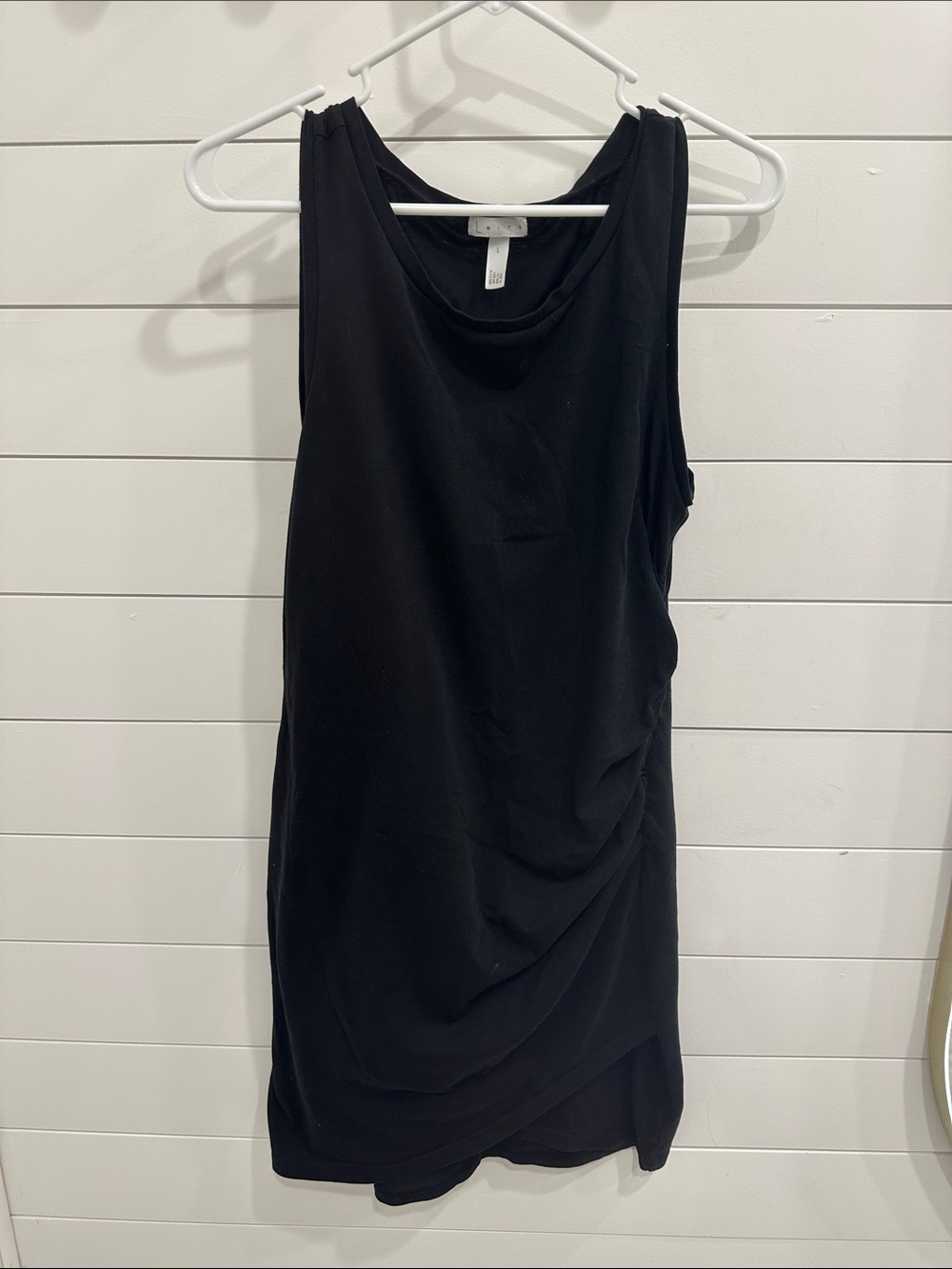 Leith Black Sleeveless Draped Mini Dress